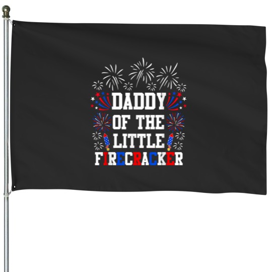 Discover Daddy Of The Little Firecracker Shirt 4th of July Birthday House Flags