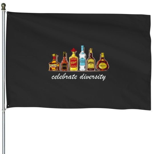 Discover Celebrate diversity liquor schnapps Funny drinking House Flags