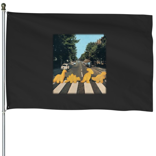 Discover Dinosaur chicken nuggets nuggie road House Flags