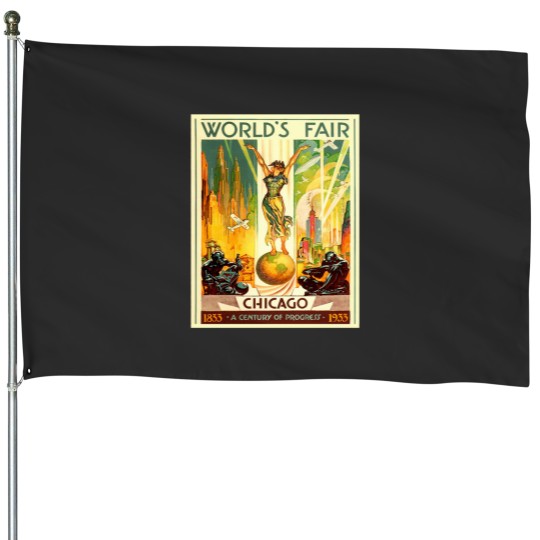 Discover Worlds Fair Chicago Vintagess Travel House Flags