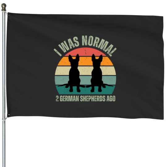 Discover 2 German Shepherds Cute Vintage Rainbow - I was normal - 2 German Shepherds Ago House Flags