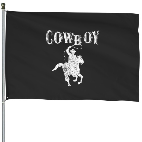 Discover Cowboy Rodeo Horse Rider Cool Western Lasso Cowboy Horseback Rider Cool Western Lasso Roping Co House Flags