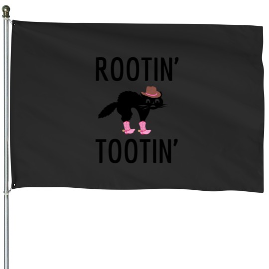 Discover Rotin Totin CATrootin tootin cowboy catfunny blach cat cowboy cowgirl rootin House Flags