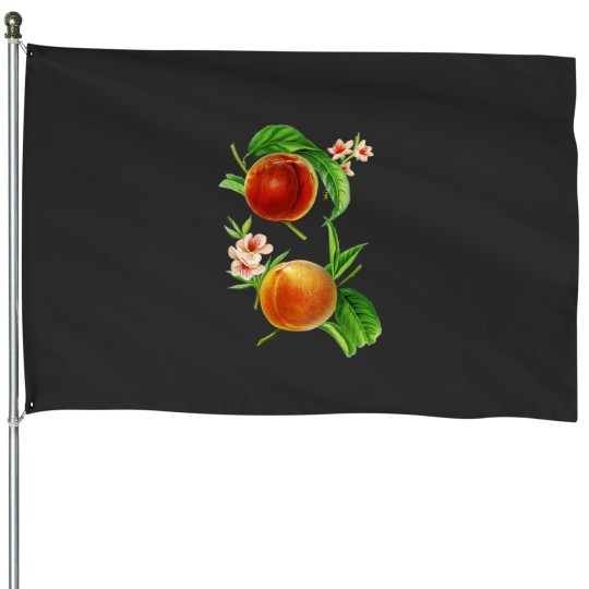 Discover Sweet Peaches Vintagess Hand Drawn Fruit Illustration House Flags