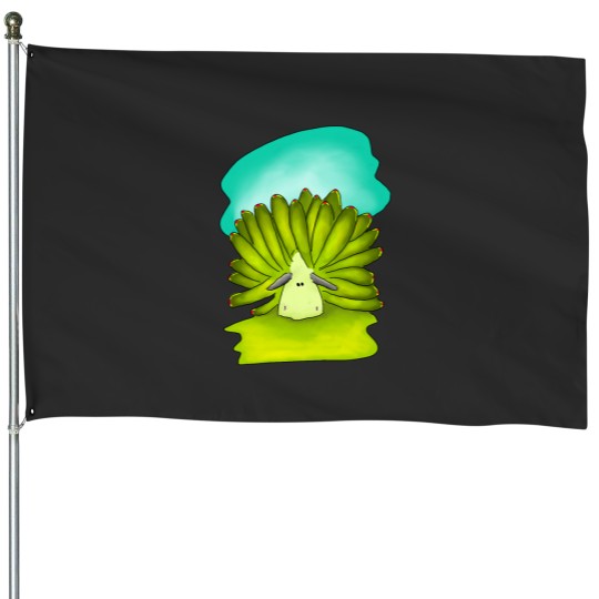 Discover Cute leaf sheep design Active House Flags
