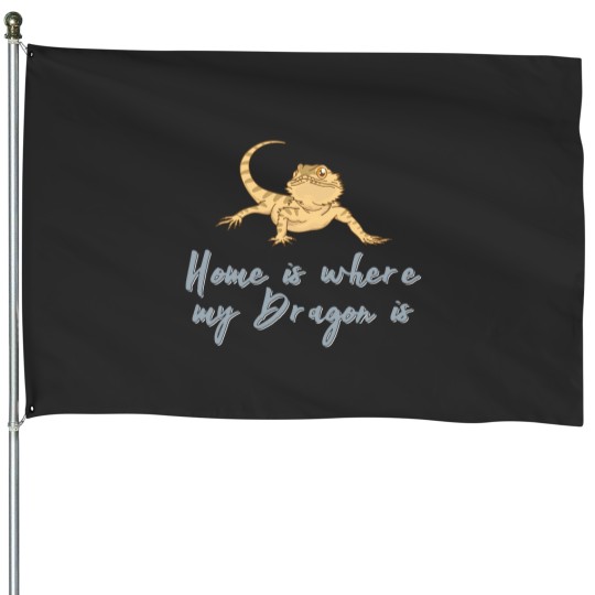 Discover Home Is Where My Dragon Is Funny Reptile Gift Essential House Flags
