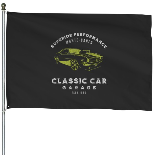 Discover Car Garage American Muscle Hot Rod Mechanic House Flags