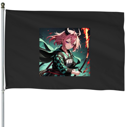 Discover Demon Slayerss Girl With swordss House Flags