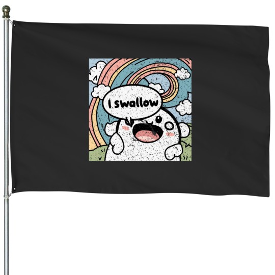 Discover Cute i swallow House Flags