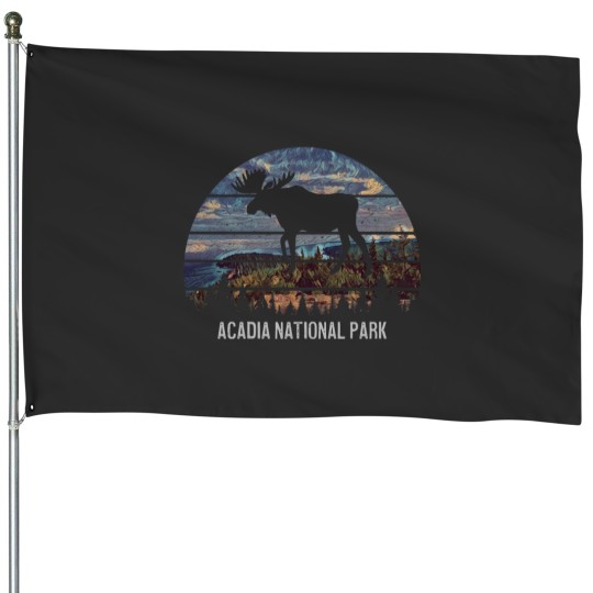 Discover Acadia National Park Vintagess Moose House Flags