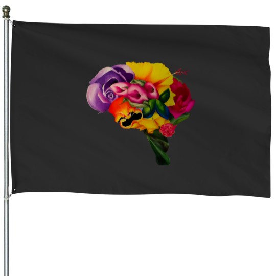 Discover Floral Brain House Flags