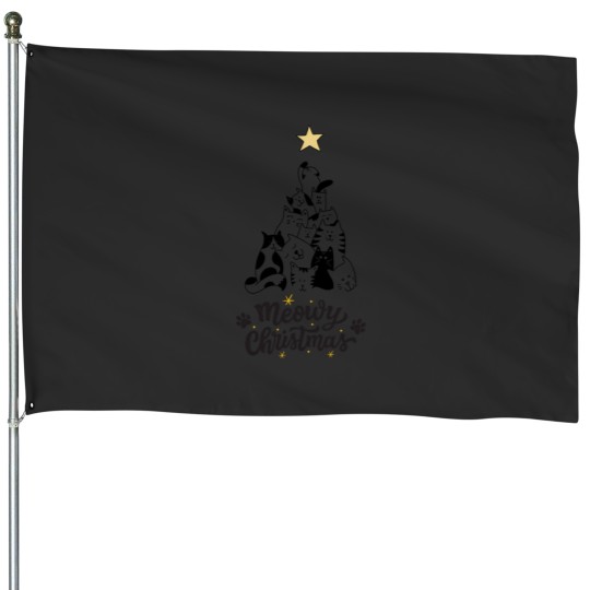 Discover Christmas Cat - Meowy Xmas - Cat Lovers Gift House Flags
