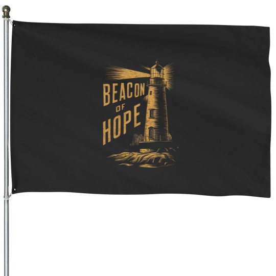 Discover Beacon of Hope Lighthouse Art Inspirational Coastal Drawing House Flags