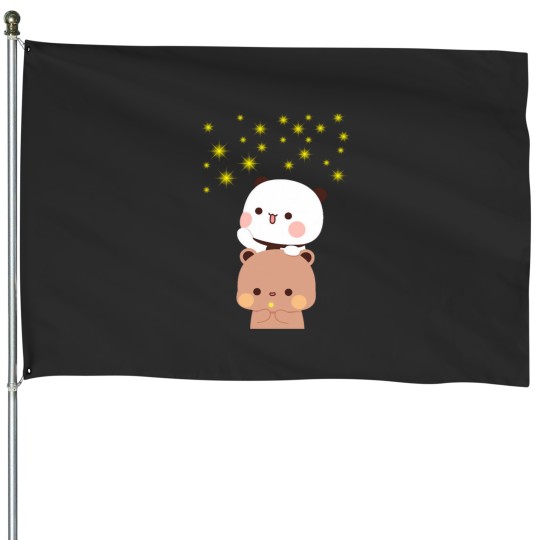 Discover Bubu Dudu Panda Bears Reaching the Stars House Flags