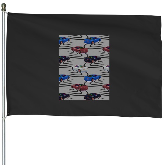 Discover Drifting R33 Car in Drift Pattern Factory Colors Graphic House Flags