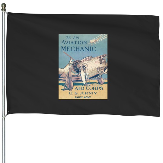 Discover Vintage US Amy- Be an Aviation Mechanic - in the Air CorpsGraphic House Flags
