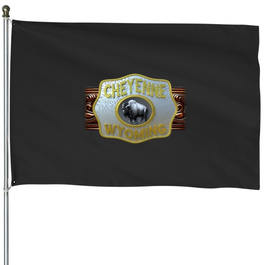 Discover Cheyenne, Wyoming WesternCowboy Belt Buckle House Flags