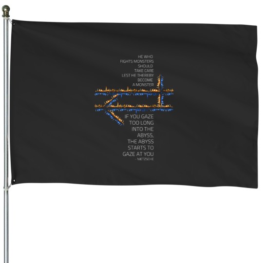 Discover He who fights with monsters Nietzsche Fantasy House Flags