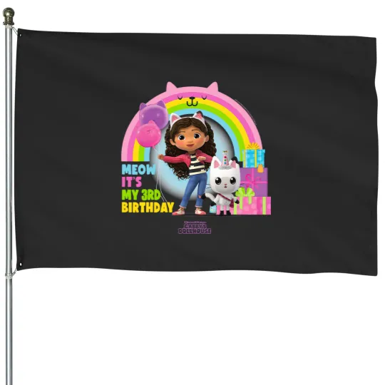 Discover Dreamworksss Gabbys Dollhouse 3rd Birthday House Flags