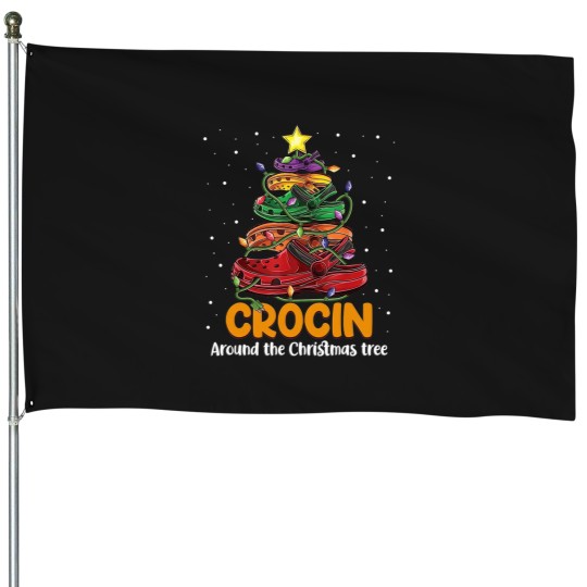 Discover Crocin around the christmas tree Classic House Flags