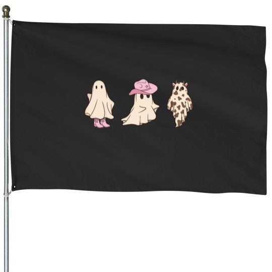 Discover Pink Cowgirl Ghosts Cute Halloween Design House Flags
