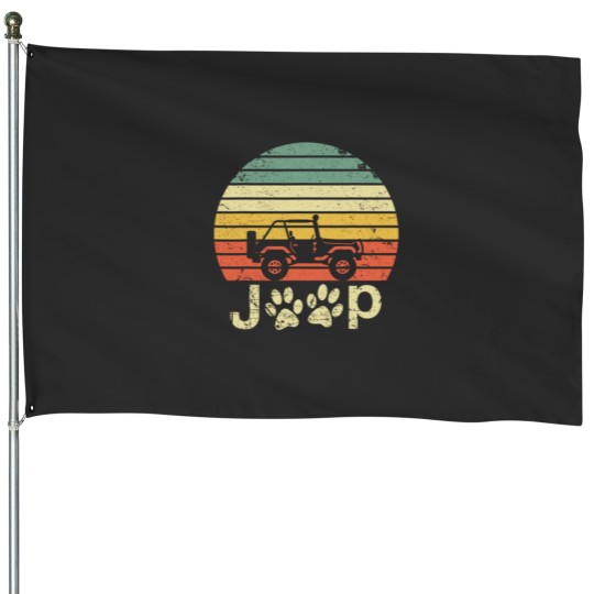 Discover Vintage Jeep Dog Paw Design House Flag