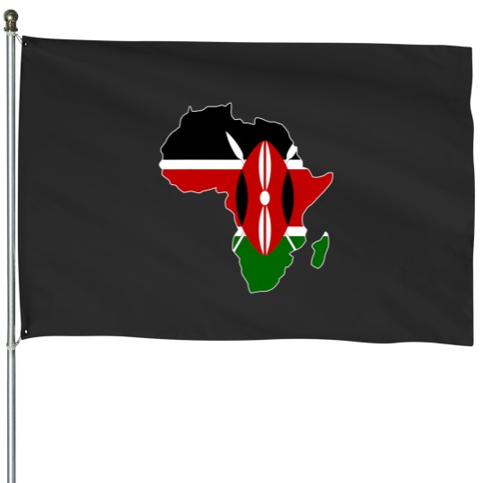 Discover Kenyan pride with Kenya flag clipped inside Africa map House Flags