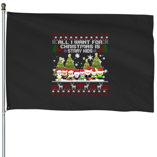 Discover Stray Kids Skzoo Ugly Christmas House Flags, Kpop Christmas House Flags, Cute SKZOO TSweatshirt