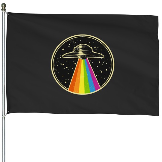 Discover Queer UFO Rainbow UFO Alien Abduction Queer LGBT Gay Pride House Flags