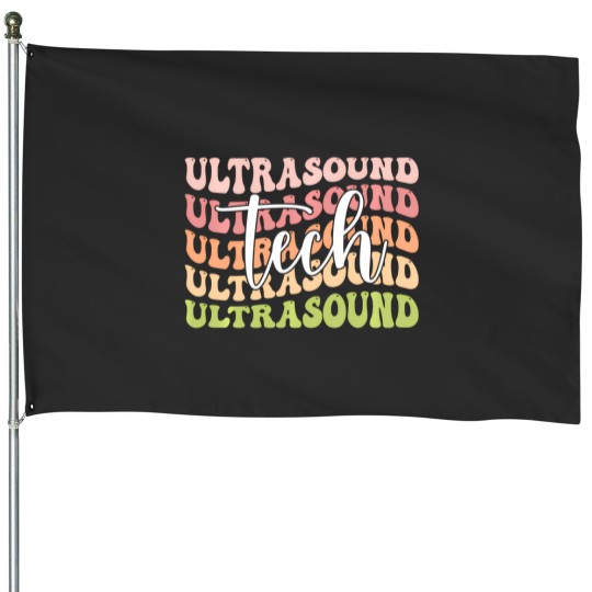 Discover Ultrasound Tech Groovy Ultrasound Technology House Flags