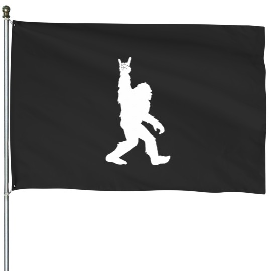 Discover Funny bigfootss Rock and Roll for Sasquatch Believers House Flags