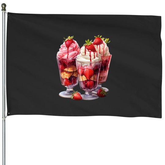 Discover Sweet Indulgence Strawberry Shortcake in Glasses House Flags