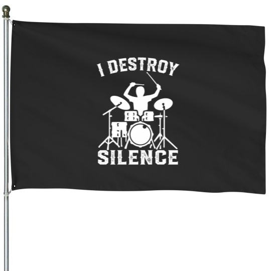 Discover I Destroy Silence Drummer Drums T Shirt Tee Gift 1 House Flags