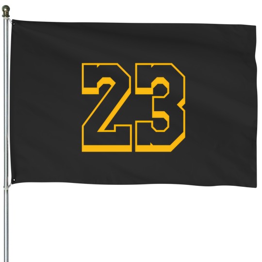 Discover 23 Yellow Number Twenty Three Black Basketball Sports Jersey 2 House Flags