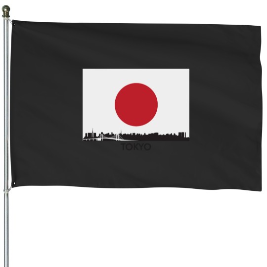 Discover Tokyo Japan Skyline Japanese Flag House Flags