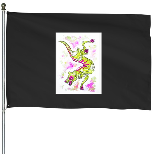 Discover Thylacine - Pink &amp_ Green House Flags