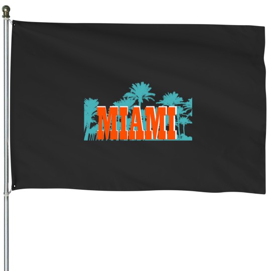 Discover MIAMI ORANGE Turquoisess PALM TREES House Flags