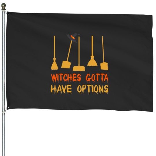 Discover Witch Riding Brooms On A darks deserts Highways halloweens T House Flags