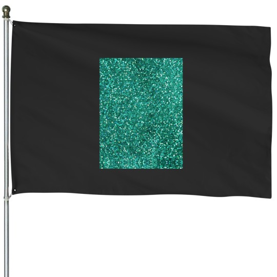Discover Sparkly Mermaid Green Aqua Glitter Graphic House Flags