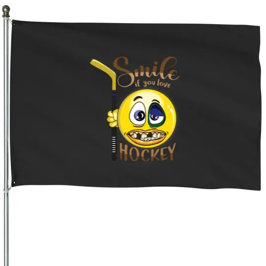 Discover Funny Smile Face Emoticons Design Gift For Hockey Lover House Flags