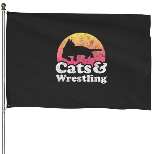 Discover Cats and Wrestling Men's or Women's Cat and Wrestler House Flags