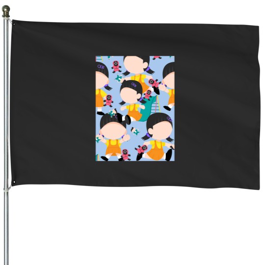 Discover Squid Cosplay Red Light Green Light Girl Playground Cute Netflix House Flags