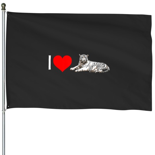 Discover I Heart White Tigers! Minimalist Vintage Wildlife [logo] House Flags