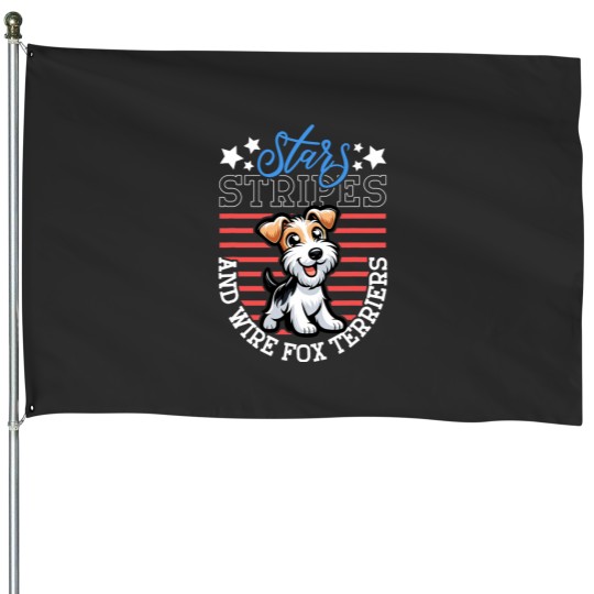 Discover Patriotic Wire fox terrier House Flags