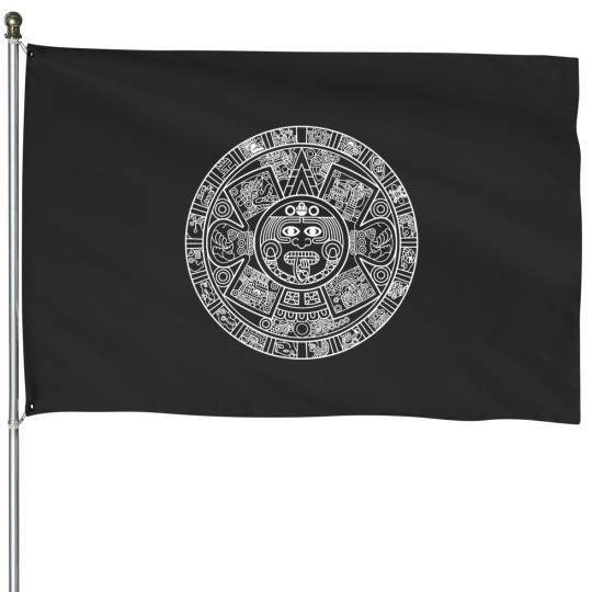 Discover aztec calendar mexica nahuatl mayan sun stone symbol House Flags