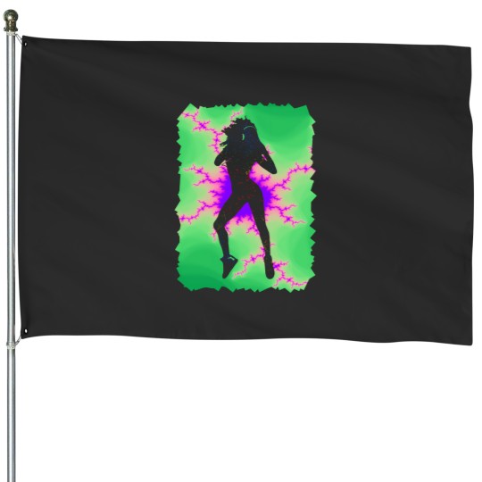 Discover Colorful Rainbow Dancer Fractal Art Silhouette For Nerds Or Birthday 11 House Flags