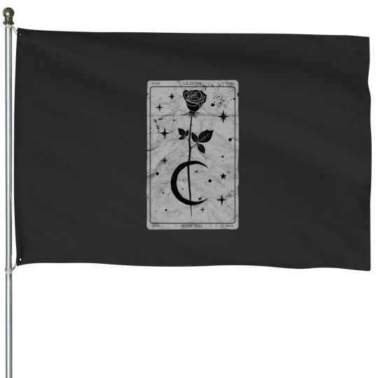 Discover Occult Tarot Karte La Luna Gothic Moon Rose Witchcraft Hexe Design 2721 House Flags