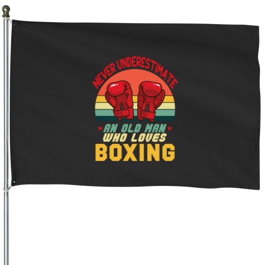 Discover Never Underestimate An Old Man Who Loves Boxing Long Funny Black 6 House Flags