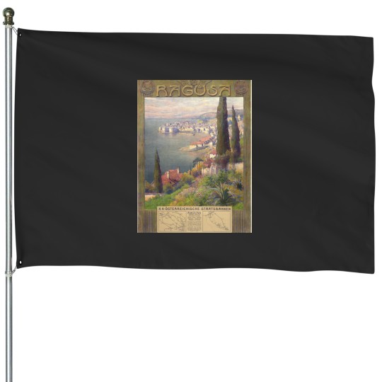 Discover Vintage Austrian Railwayof Ragusa by Gustav Jahn House Flags