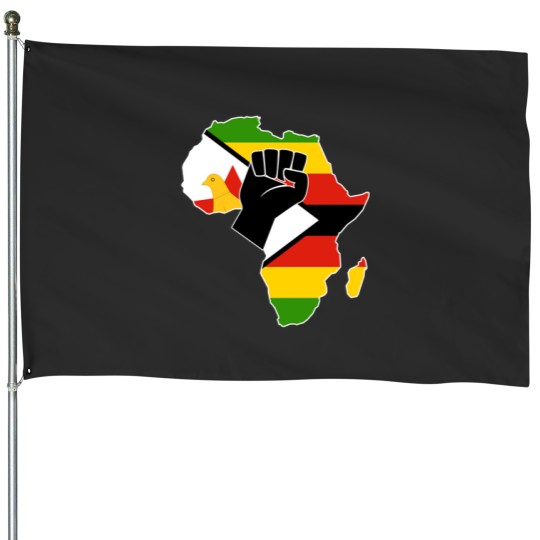 Discover Zimbabwean pride Zimbabwe flag Africa map raised fist hoodie House Flags